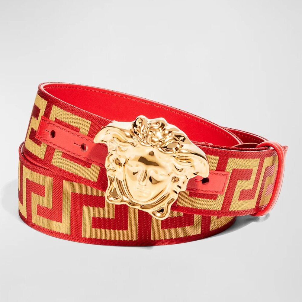 NEW $495 Versace XL Medusa Red/Gold Belt Size 95